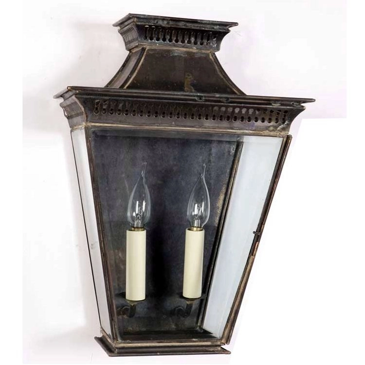 Landelijke buitenlamp Pagoda Flush handgemaakt 44cm - antiek koper (ANT) Limehouse 8716803506985