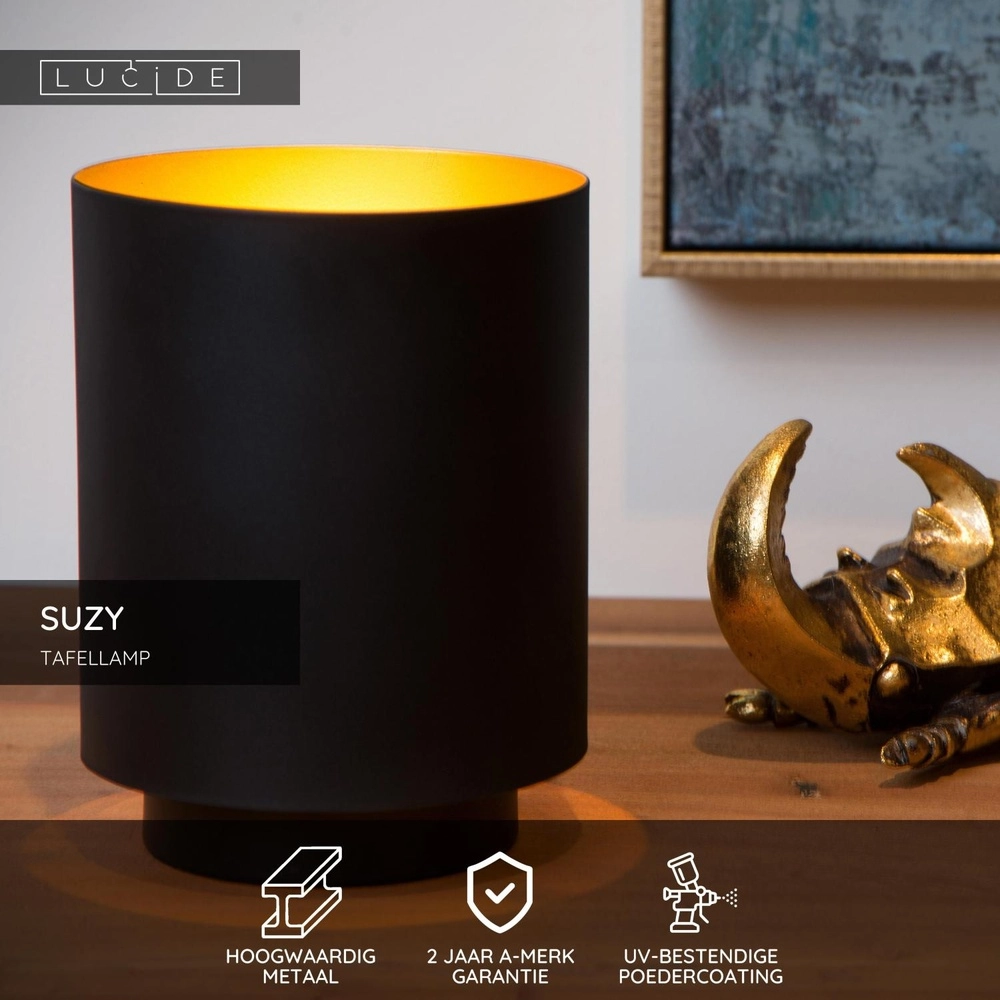 Tafellamp Suzy Ø 12cm zwart Lucide 5411212451347