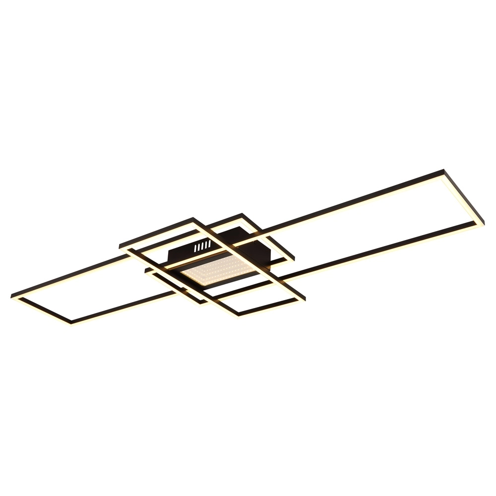 Moderne plafondlamp Saunders zwart rechthoek110cm Globo 9007371481354