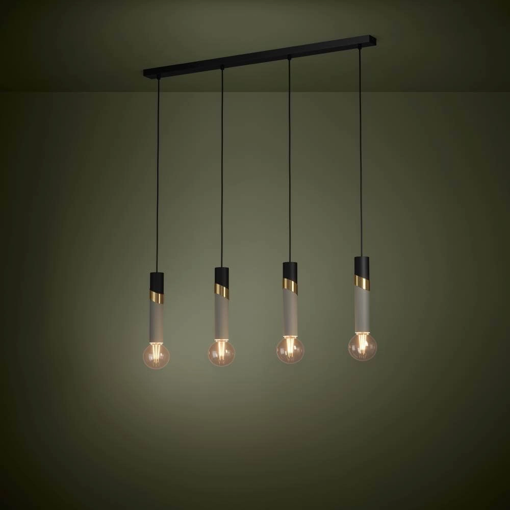 Strakke 4- lichts pendel Cedral zwart met goud Stars of Light 9002759399368