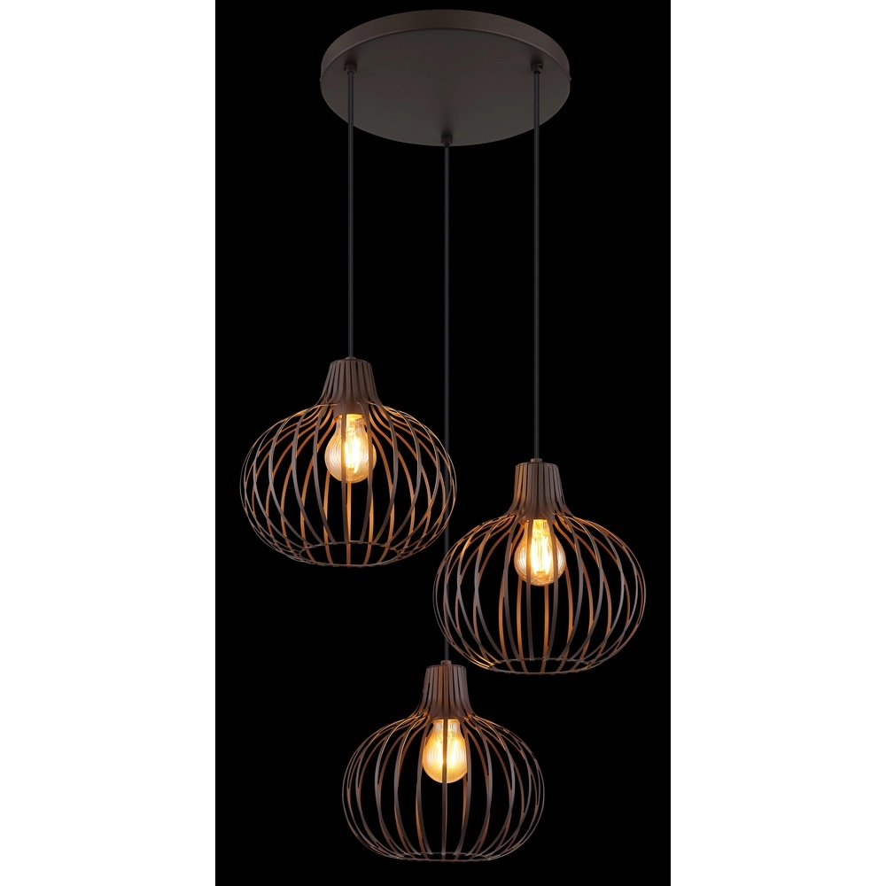 Design hanglamp Mateo 3-lichts roest briun Globo 9007371569144