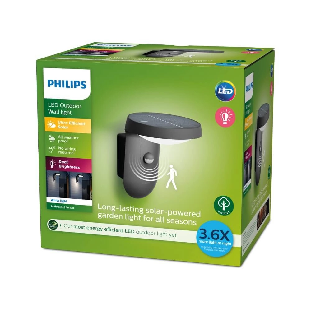 Wandlamp Rosemarie solar antraciet Philips 8719514476912