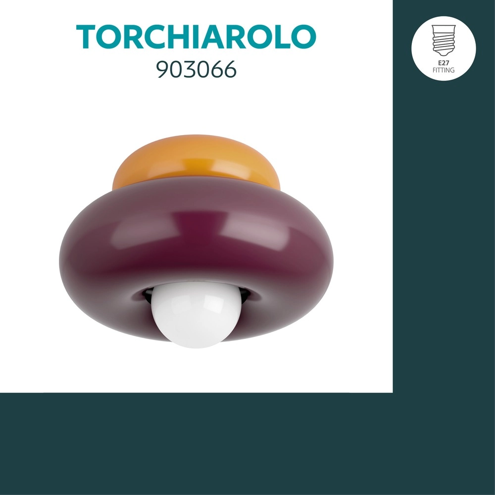 Design plafondlamp Torchiarolo oranje met bordeaux rood Eglo 9008606405527