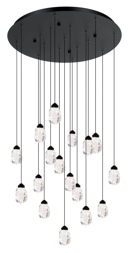 17-lichts hanglamp Sindicat zwart