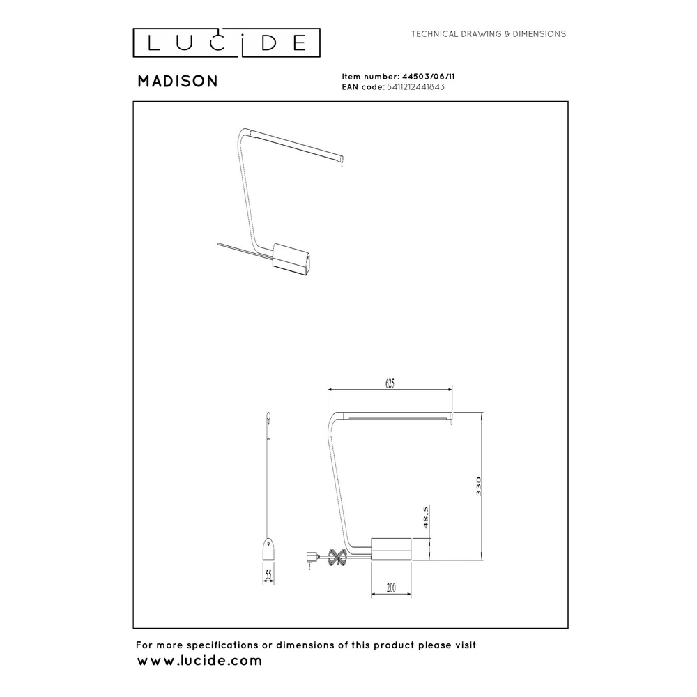Design bureaulamp Madison chroom Lucide 5411212441843