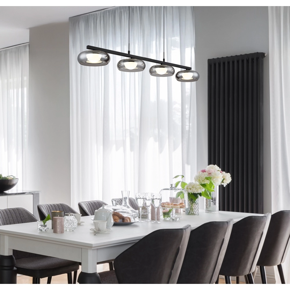 Design hanglamp Carlene 4-lichts zwart Globo 9007371569182