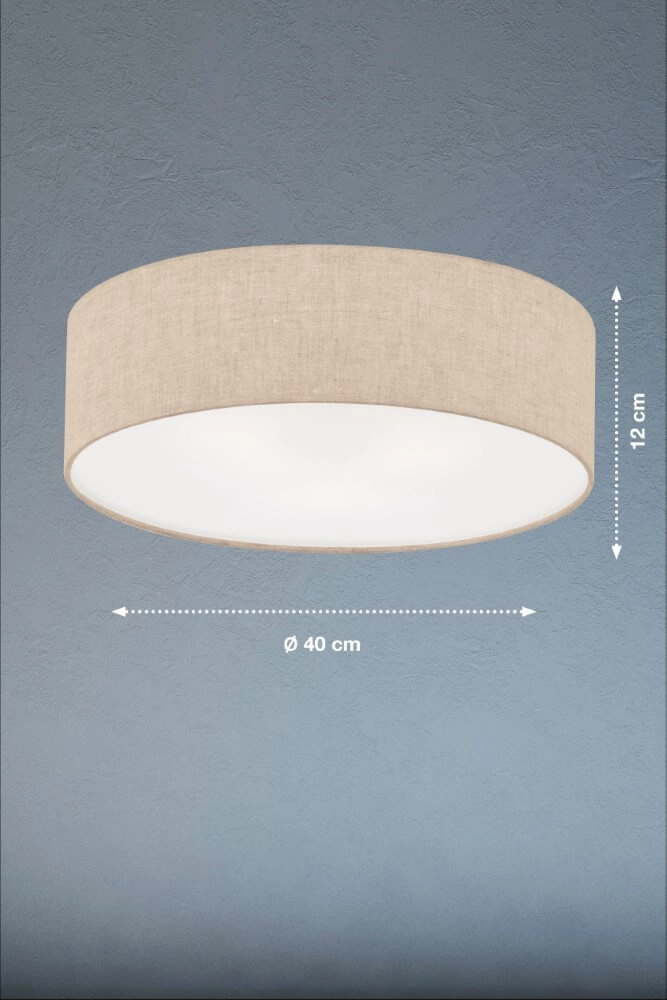 Ø 40cm plafondlamp Thor met zandkleur linnen Fischer & Honsel 4003694200523