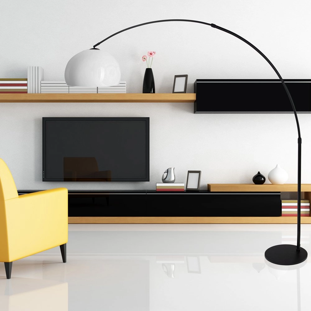 Arc lamp Stresa zwart met witte lampenkap Steinhauer 8712746106640