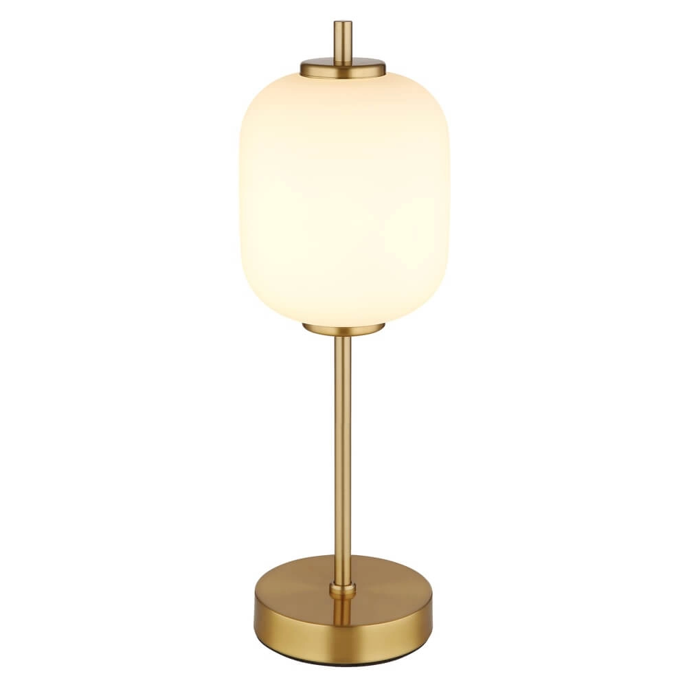 Gouden tafellamp Ewald wit glas Ø 13,5cm