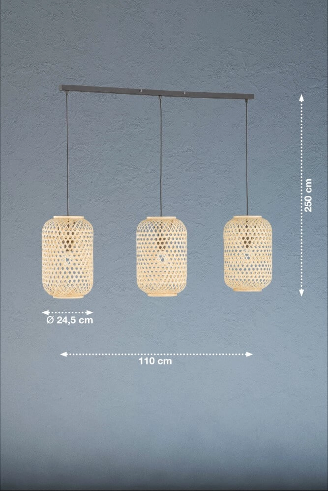 Rotan hanglamp Calla licht hout Fischer & Honsel 4052231600067