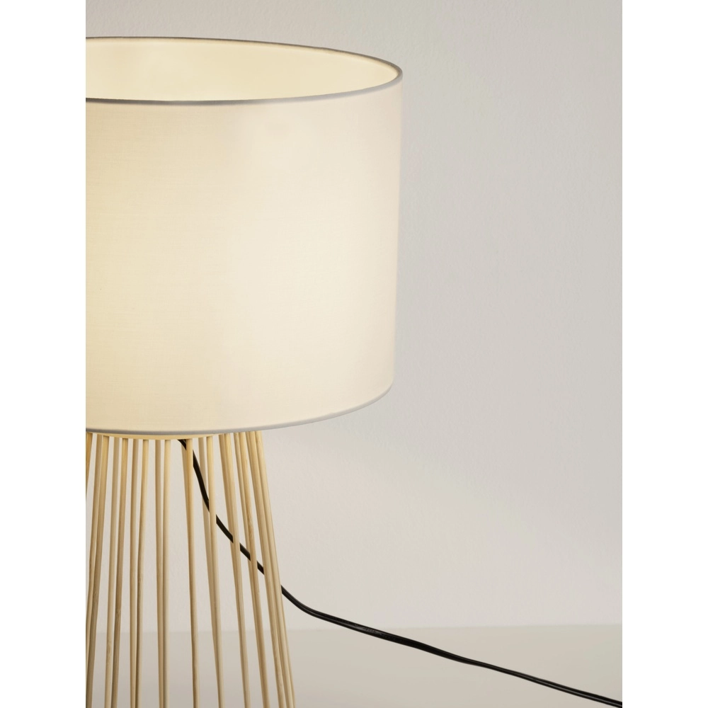 Schemerlamp Lois hout met witte kap Lyora 5212017465573