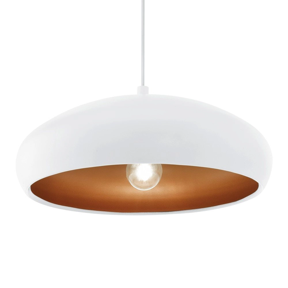 Hanglamp Mogano 1 40cm wit met roodkoper