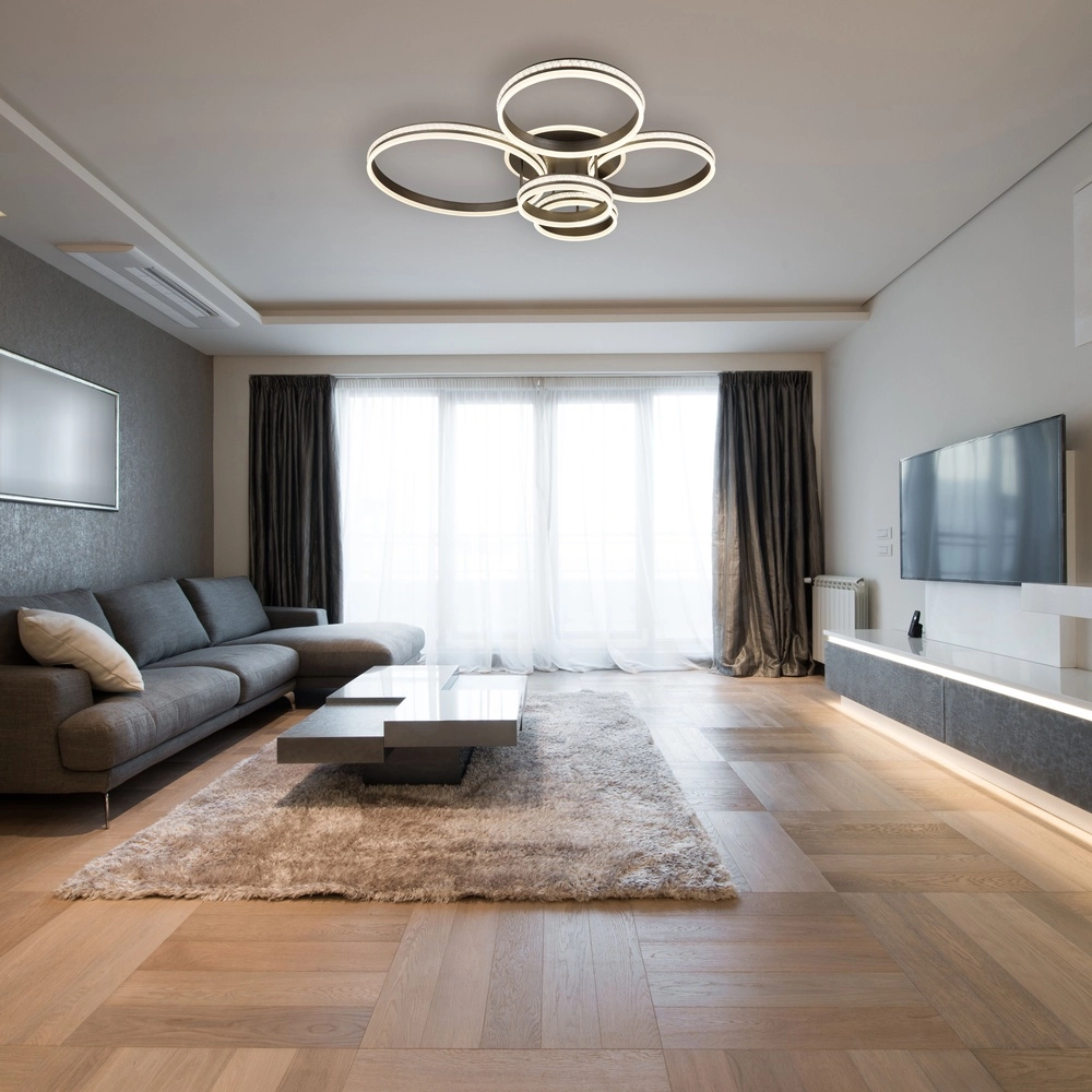 Design plafondlamp Grouni 5 ringen titanium geborsteld Globo 9007371457991