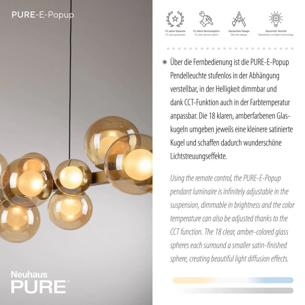 Unieke hanglamp Pure E-Popup 18-lichts brons Paul Neuhaus 4012248384428
