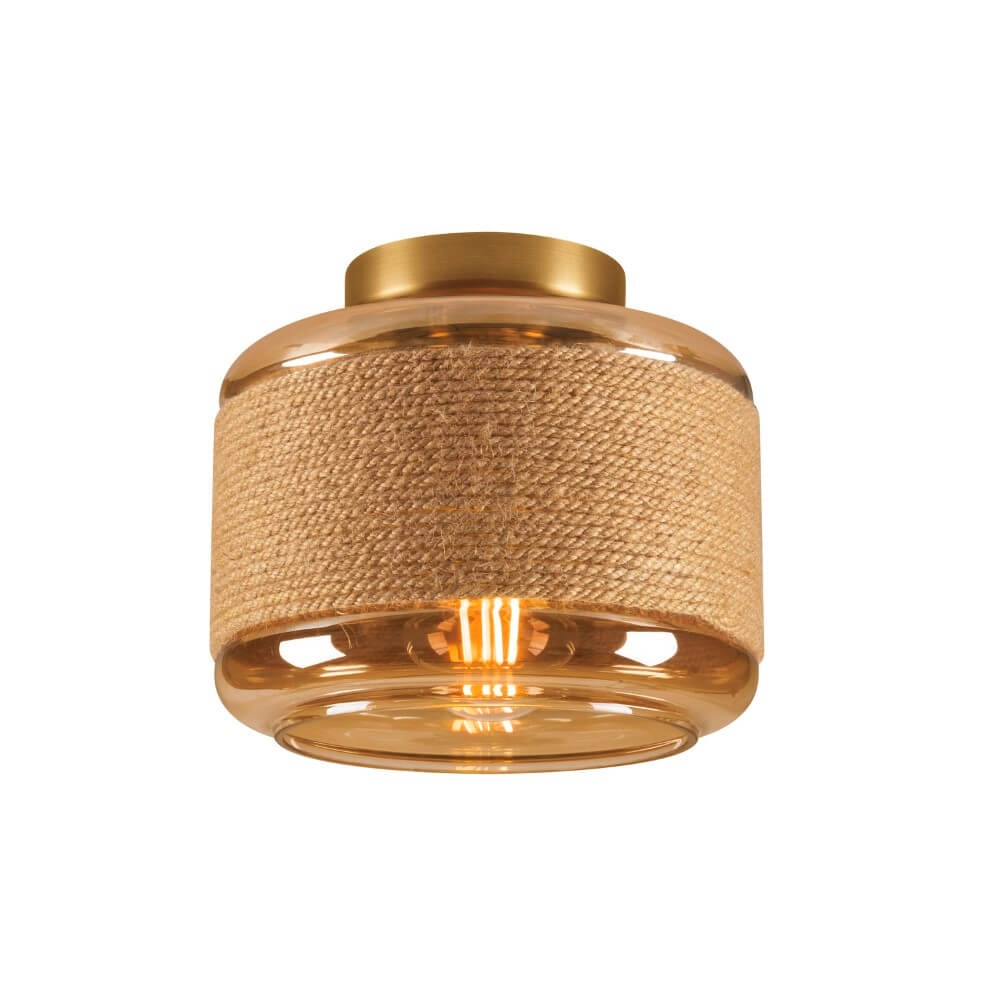 Glazen plafondlamp Pantilo Rope 19 Ø 19cm - zwart met smoke