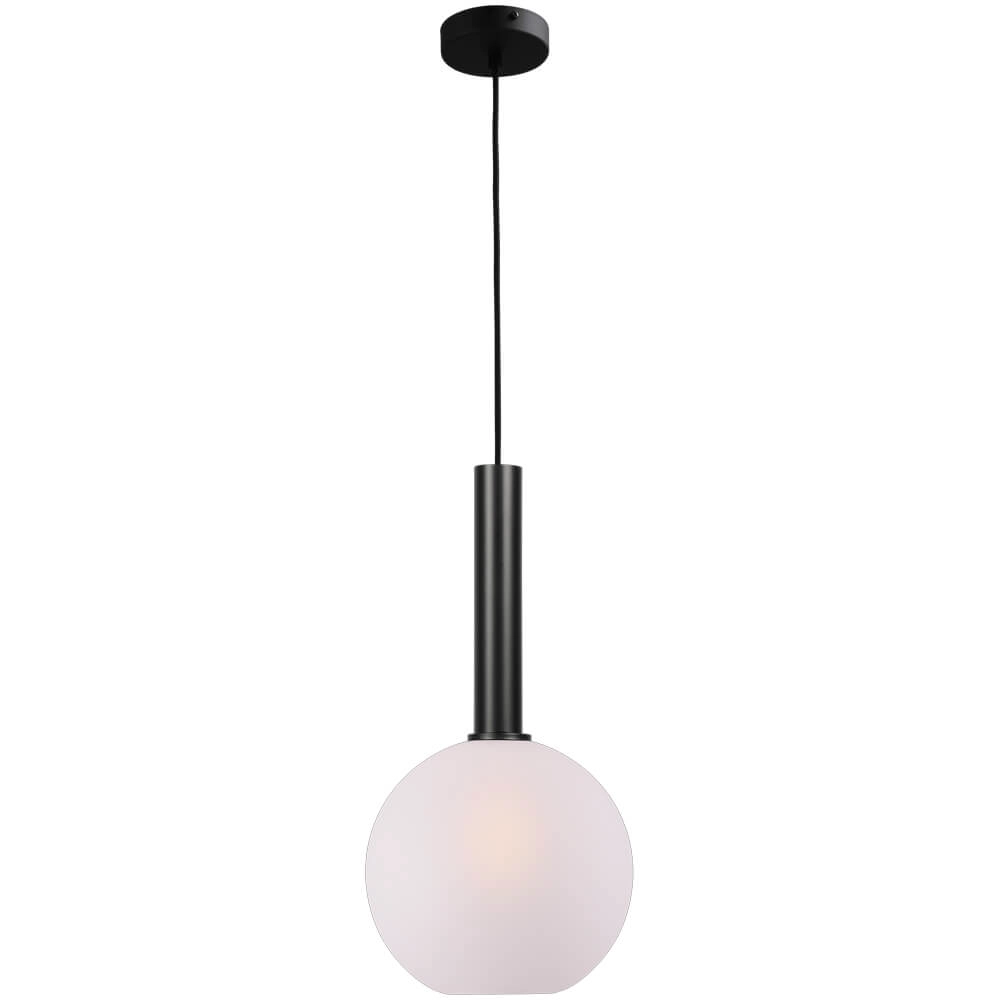 Hanglamp Ø 25cm Bella 2 Zwart met mat wit glas