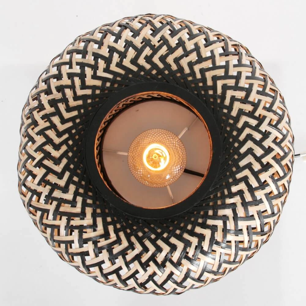Zwarte bamboe tafellamp Maze Ø 30cm Steinhauer 8712746147247