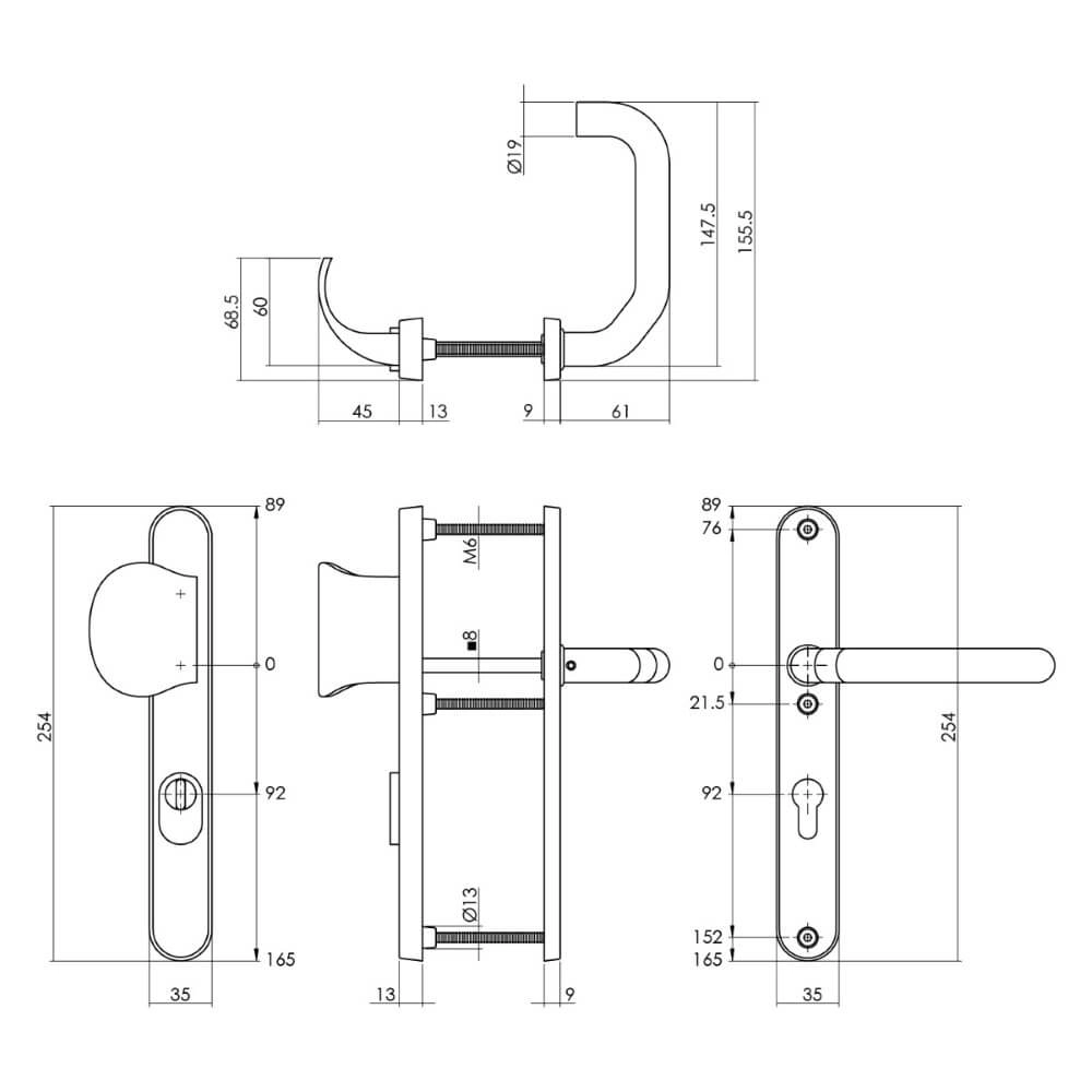 Voordeurbeslag Vurano kerntrekbeveiliging 92mm ovaal RVS Intersteel 8714186329177