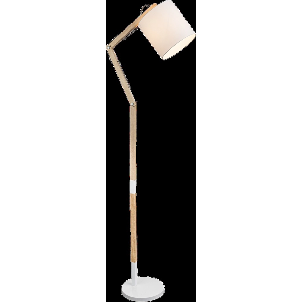 Vloerlamp Mattis wit met hout