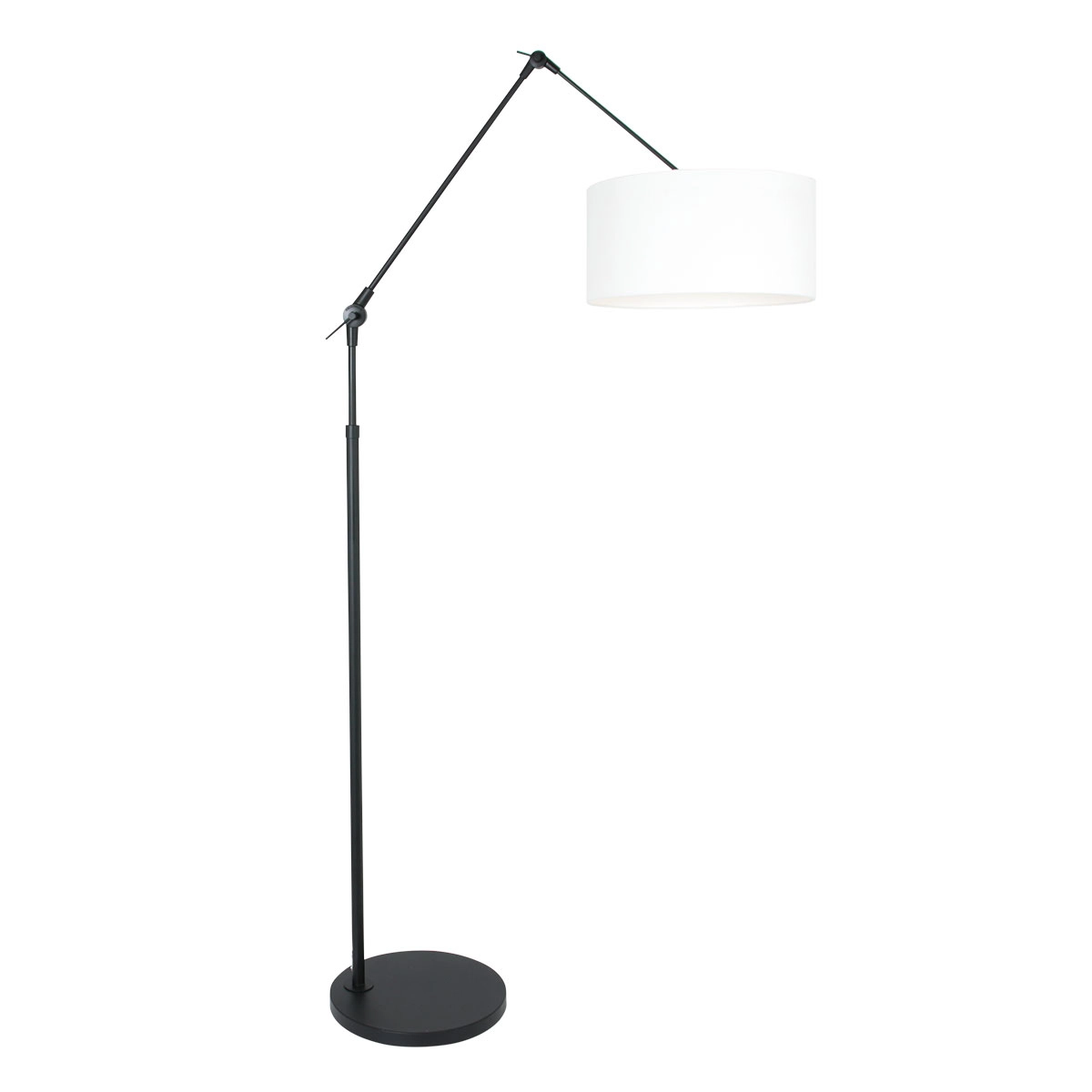 Vloer Leeslamp Prestige Chic zwart met 40cm wit linnen lampenkap