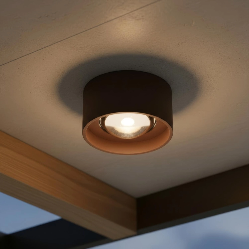Plafondspot Lenz Ø 11cm roestbruin IP54 Lucide 5411212334084