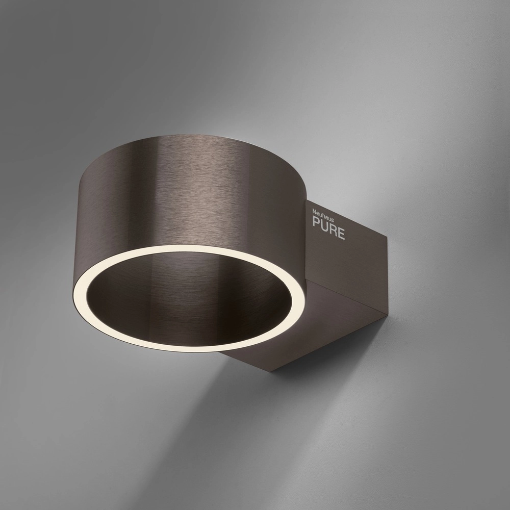 Oplaadbare wandlamp Pure Akku Clipse Donker bruin geborstel Paul Neuhaus 4012248393017