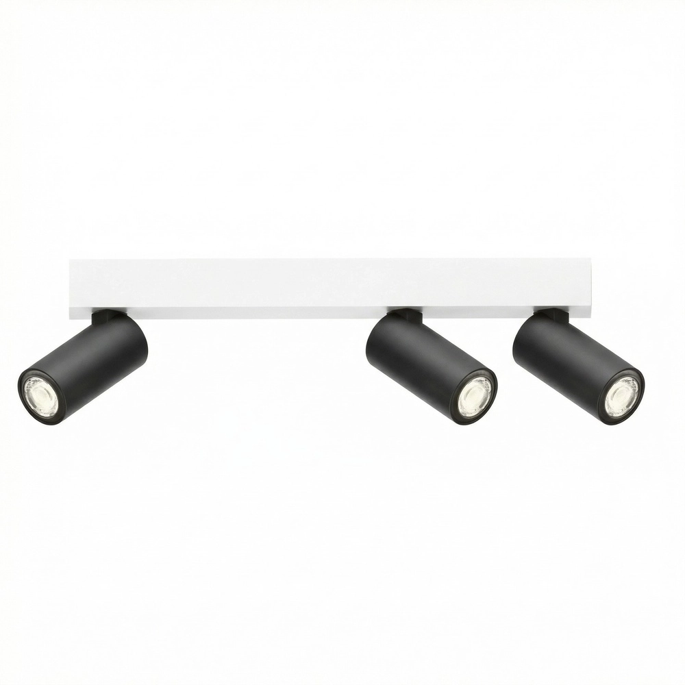 3-lichts opbouwspot Tevo Mini wit met zwart