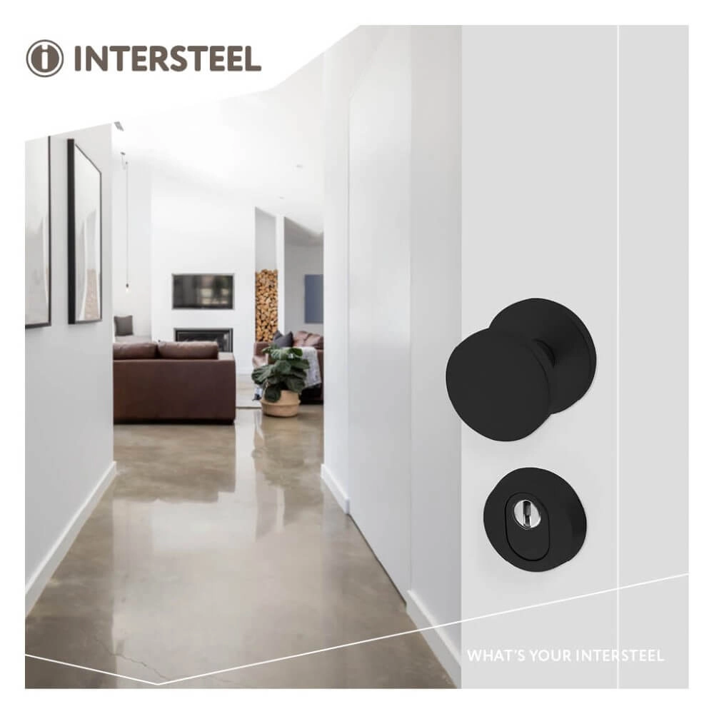 Veiligheidsrozet Salus rond kerntrekbeveiliging aluminium zwart Intersteel 8714186492017