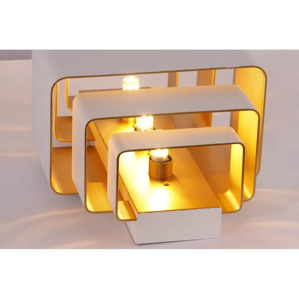 Design wandlamp Layers wit met gouden binnenkant Artdelight 8720701102347