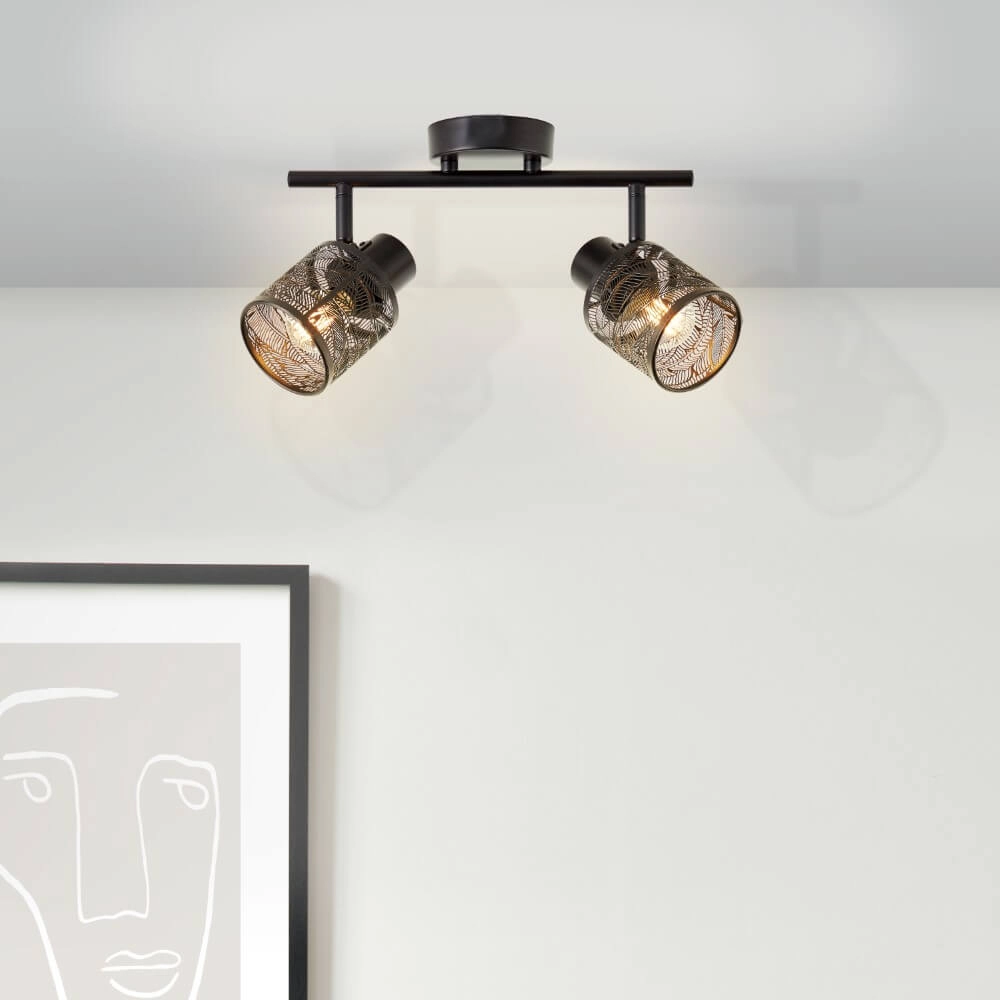 Zwarte plafondlamp Bano 2-lichts Brilliant 4004353413476