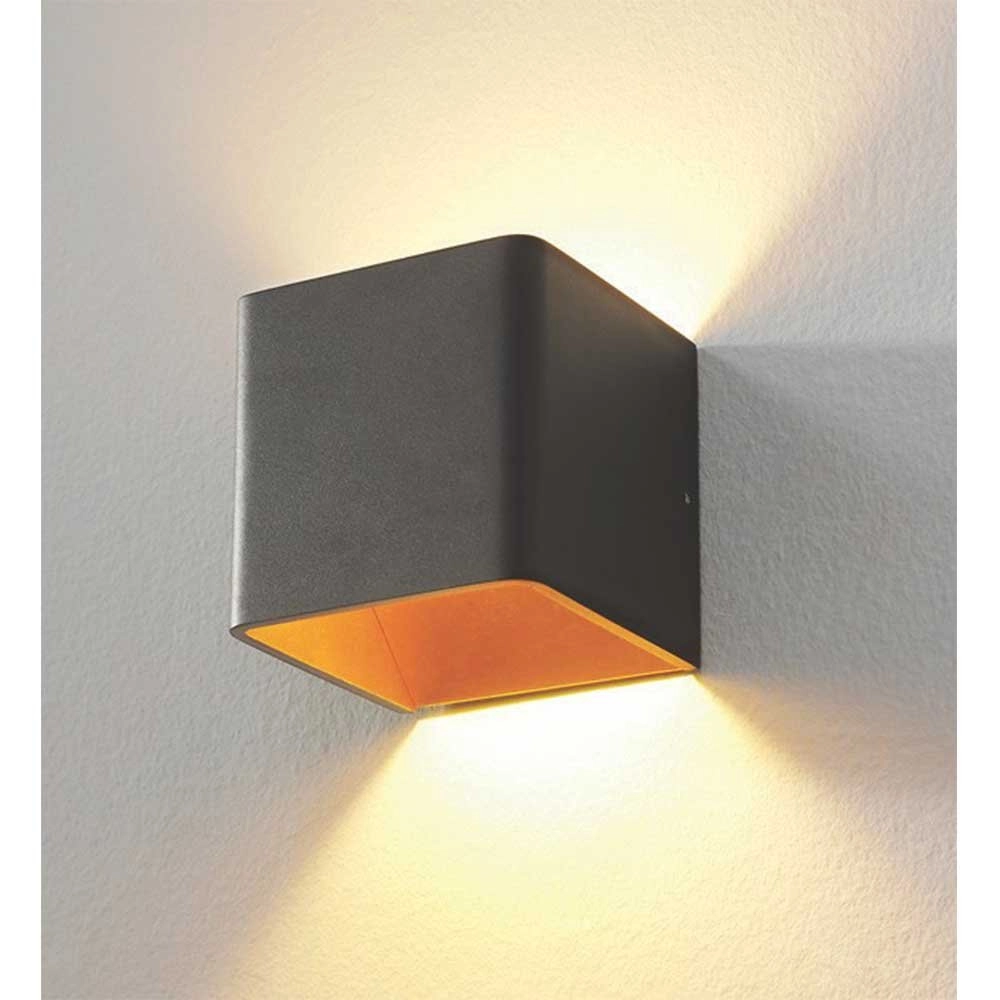 Led up- & downlighter Fulda 6w - 2700K - 10cm zwart met goud