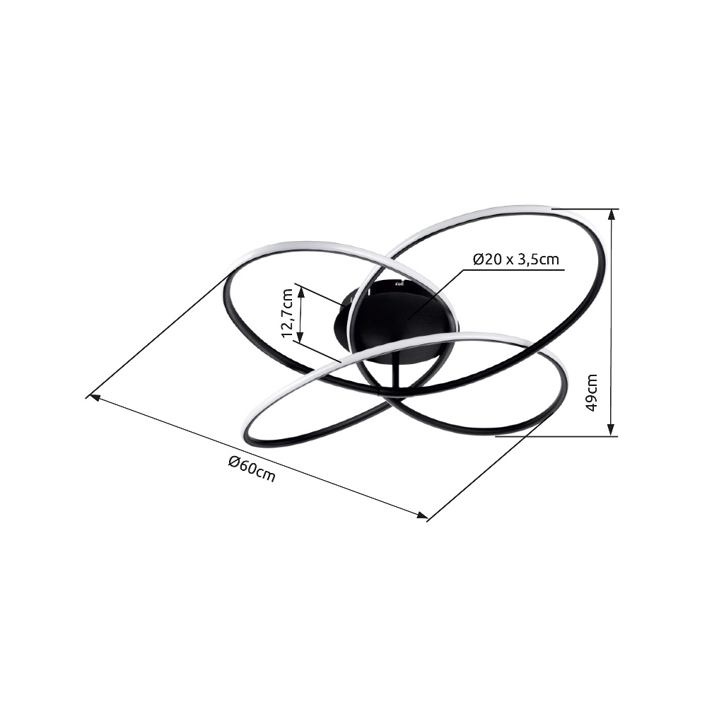 Design plafondlamp Panda zwart Ø 60cm Globo 9007371400430