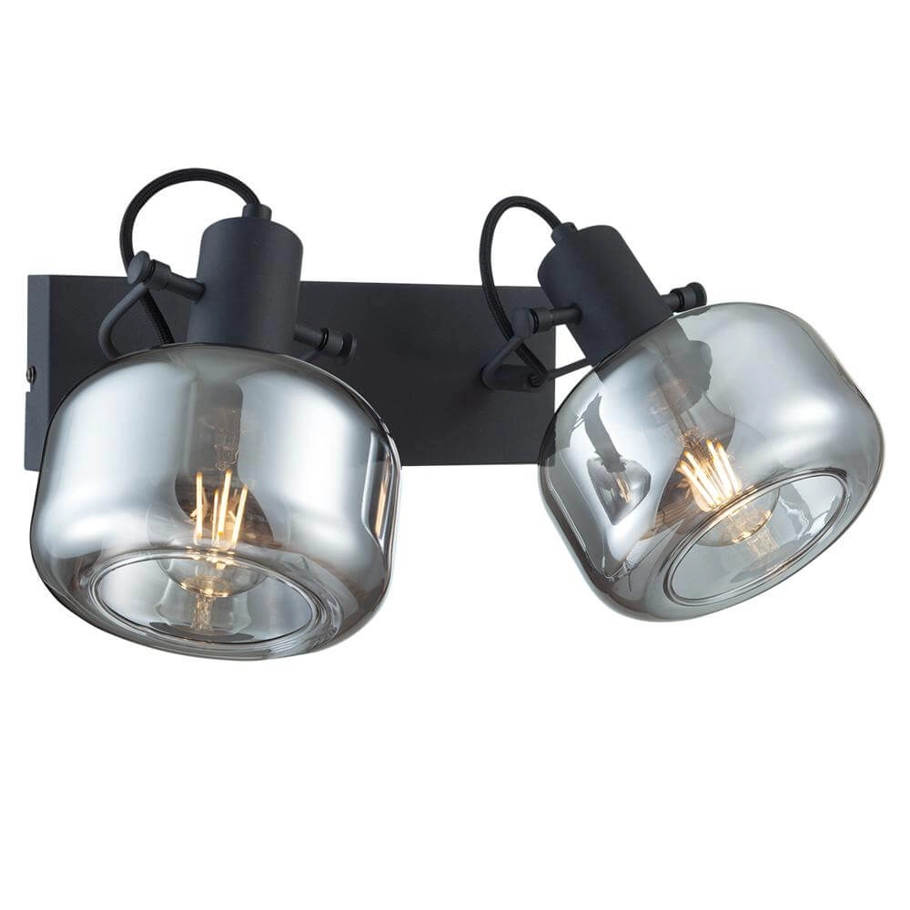 Dubbele wandlamp Glaslic smoke glas