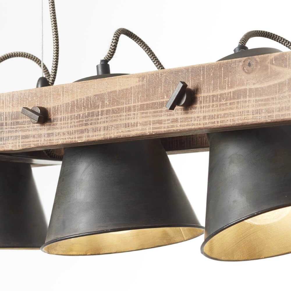 3-lichts hanglamp Decca zwart met bruin Brilliant 4004353361487