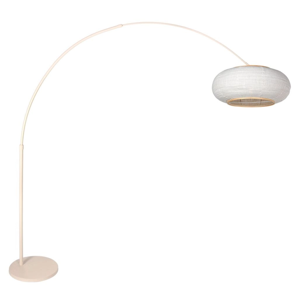 Booglamp zandbruin Silva Alba met witte kap Ø60cm