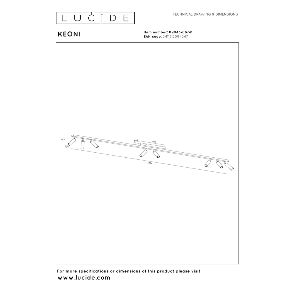 Plafondspot Keoni 8-lichts taupe Lucide 5411212094247
