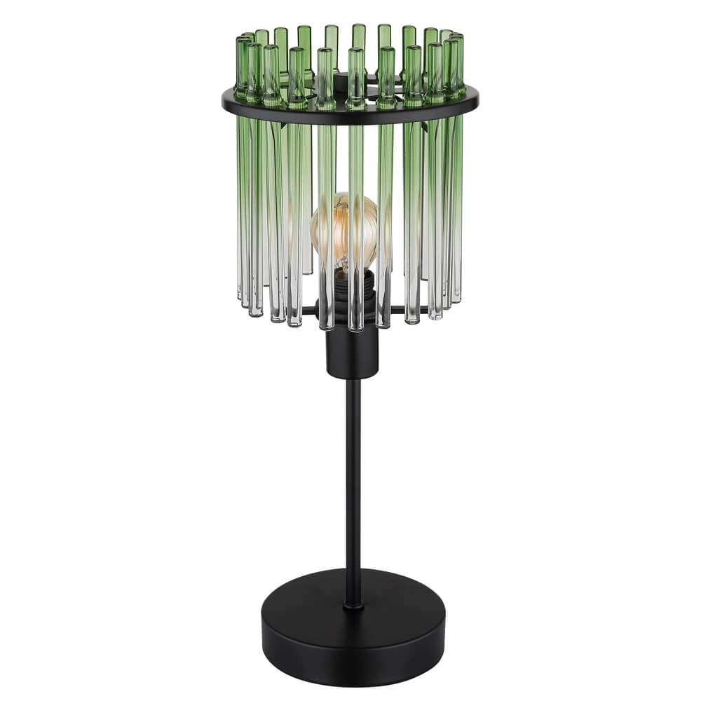 Zwarte tafellamp Gorley met groen glas Ø 15cm Globo 9007371465972