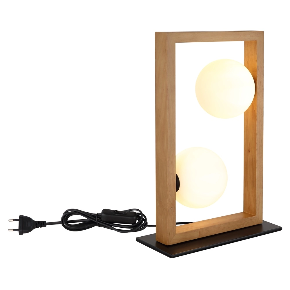 Moderne tafellamp Nanda zwart met hout Globo 9007371510948