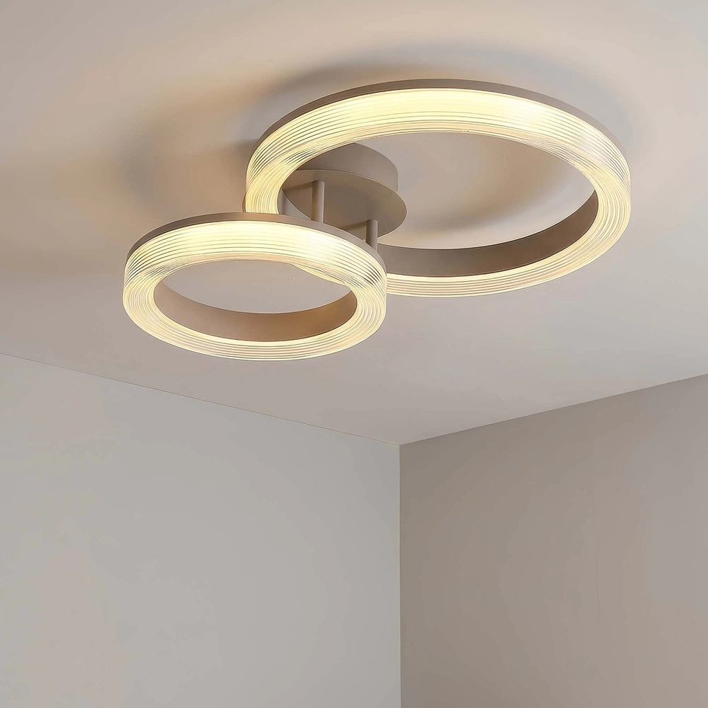 Design plafondlamp Lumen Rings zand bruin Searchlight 5,05342E+12
