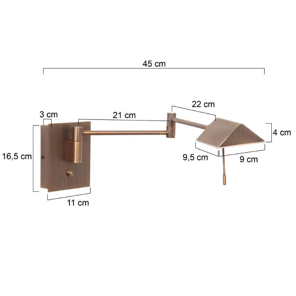 Bronzen wand leeslamp Retina Steinhauer 8712746166026