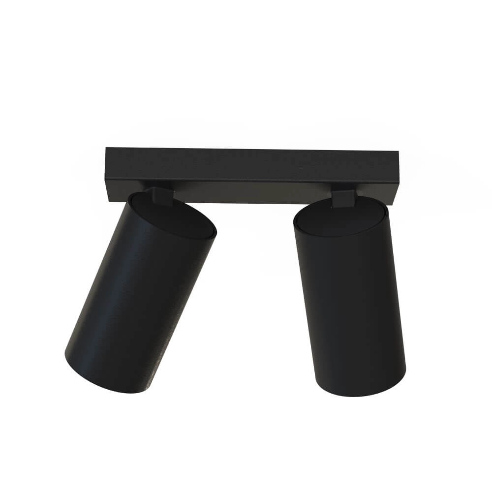 Zwarte opbouwspot Mono 2-lichts kantelbaar Lyora 5903139784191
