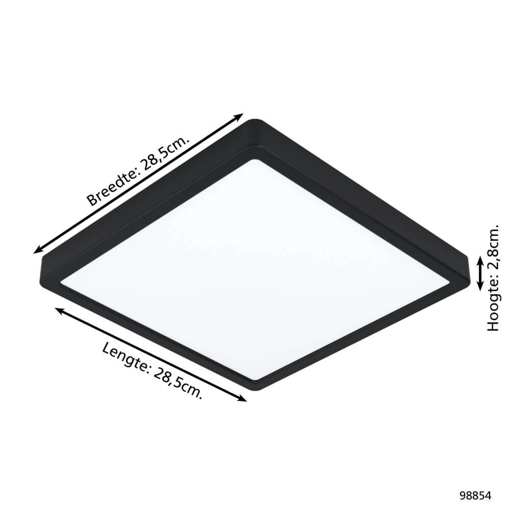 Plafonnière Zigbee Fueva-Z 28,5x28,5cm zwart Eglo 9002759988548