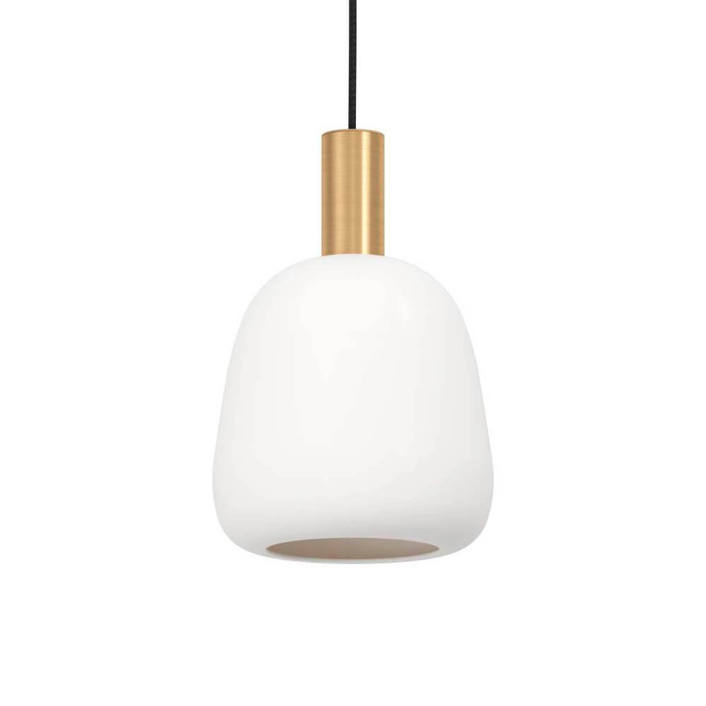 Gouden hanglamp Manzanares met wit glas