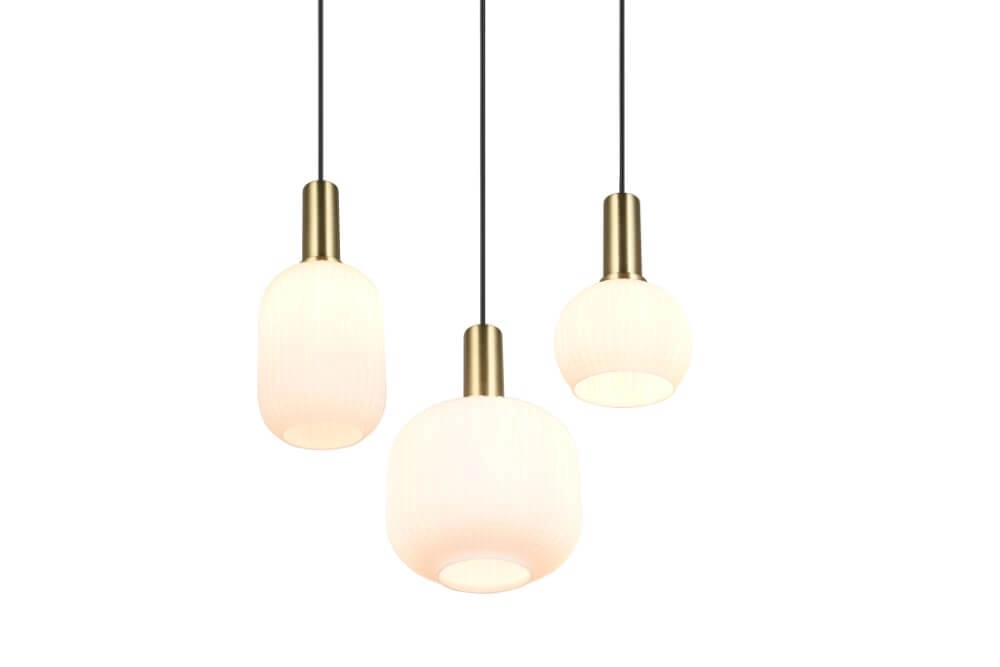 Eetkamer hanglamp Diva 3-lichts - wit glas Trio 4017807614503
