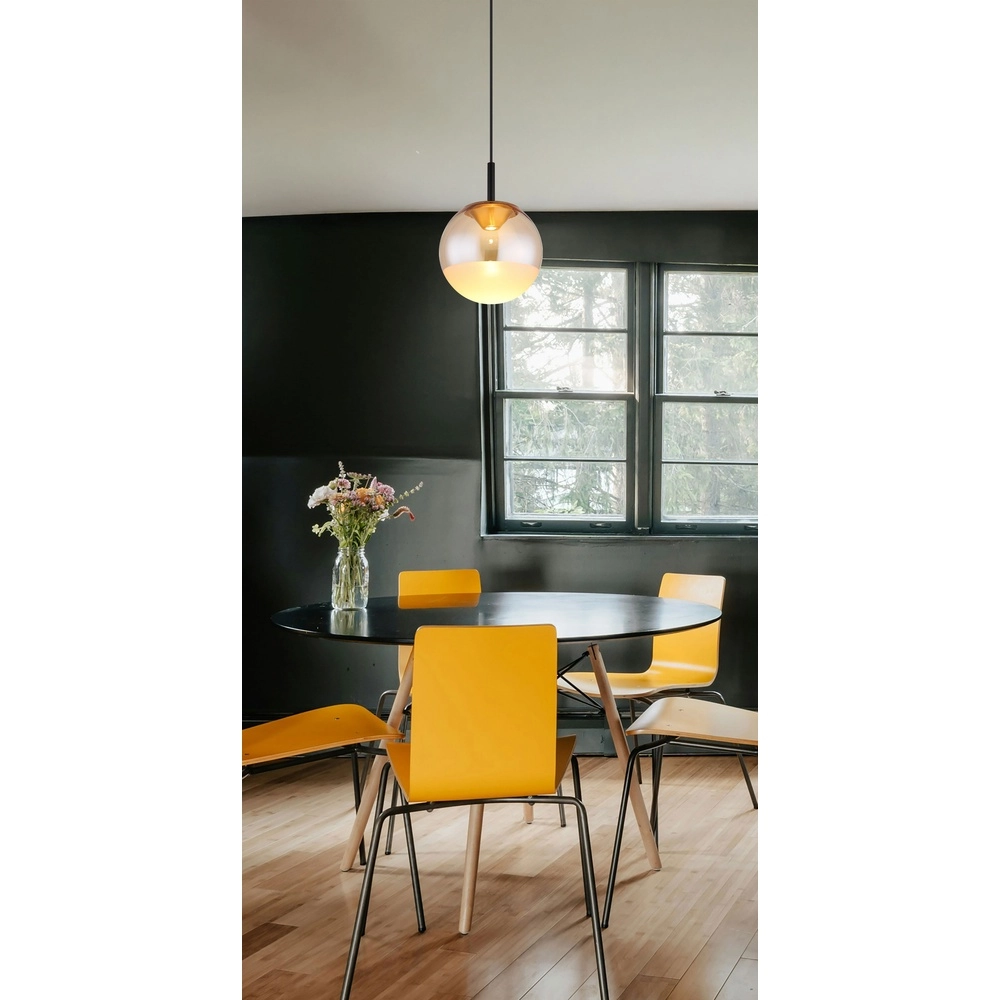 Design hanglamp Severin zwart met amber glas Globo 9007371546930