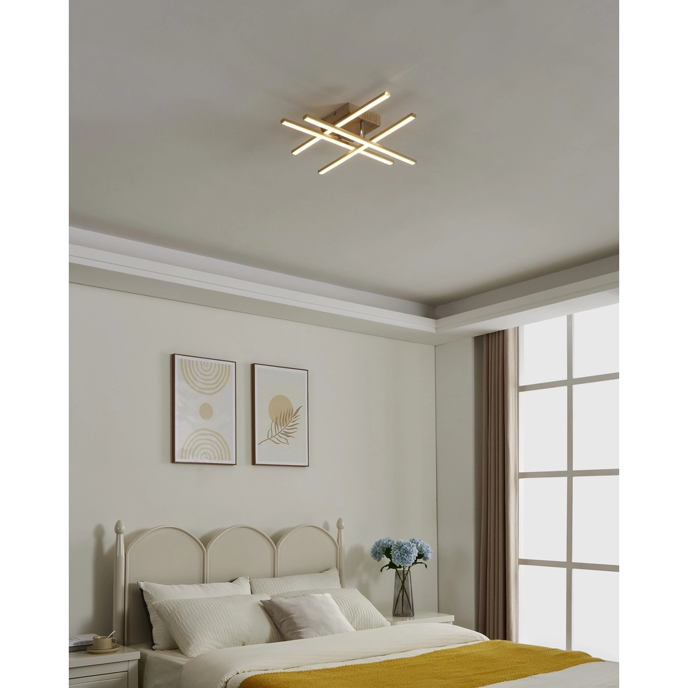 Houtlook led plafondlamp Lasana 4 51x51cm Eglo 9008606310302