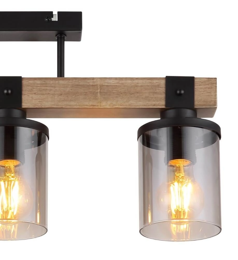 3-lichts plafondlamp Lila zwart met hout Globo 9007371443710