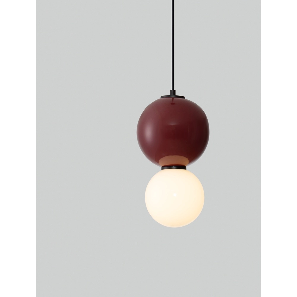Hanglamp Noesis Ø 18cm bordeaux rood met wit Lyora 5212017483669