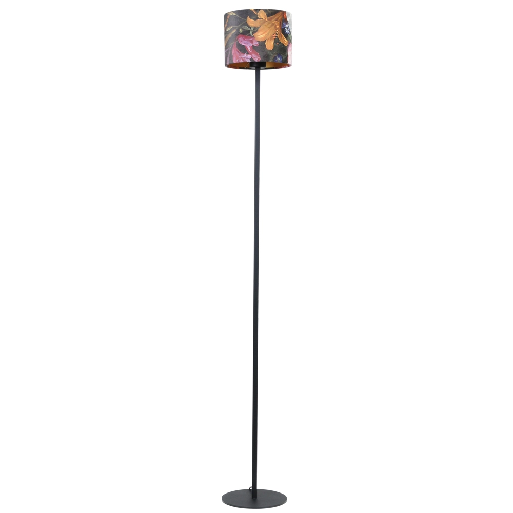 Zwarte vloerlamp Venus 150cm met Flower lampenkap