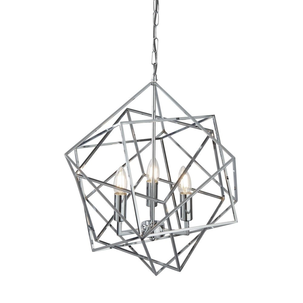 Chrome hanglamp Cube Ø 48cm